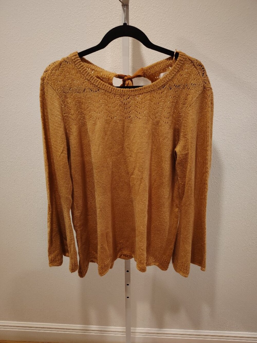 LC Lauren Conrad Women's Sweater Size XL Pointelle Open-Knit Chevron Pattern
